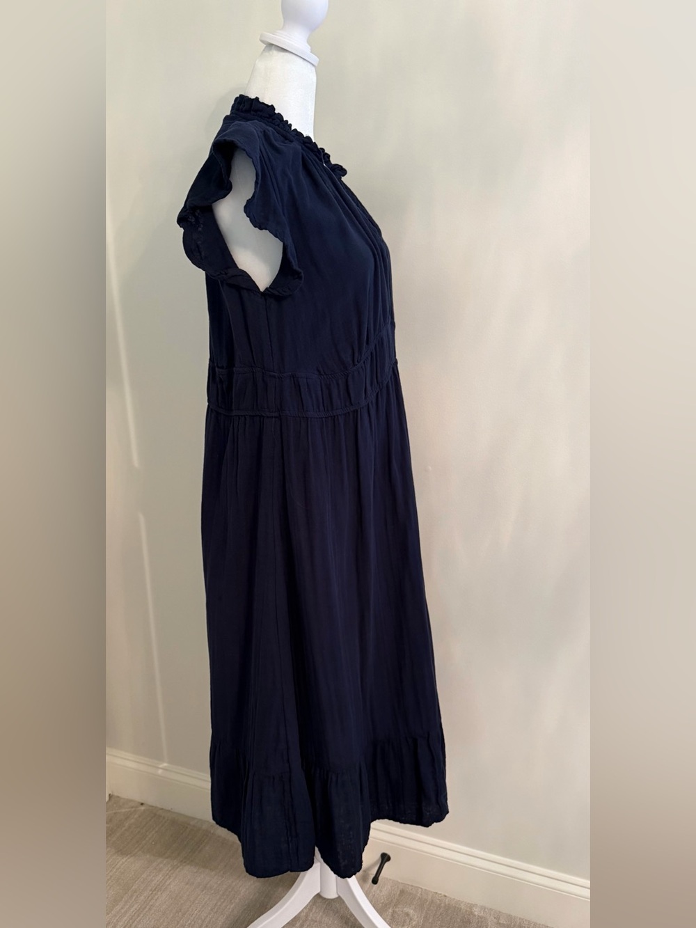 Navy Blue V-Neck Midi Dress - Picture 2 of 4